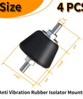 Front view of medium rubber anti vibration isolator mount with studs for machinery, set of four for easy installation.