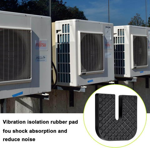 Four Pack Rubber Isolator Pads for Air Conditioners reduce vibration and noise, protect the condenser outdoor unit