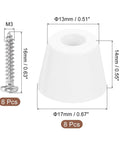 Eight Pack Rubber Bumper Feet With Stainless Steel Washers And M3x16 Screws, Round Pads Furniture Feet 0.55 Inch High By 0.67 Inch Wide