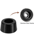 Close-up of 10 Pack Round Rubber Bumper Feet with Stainless Steel Washer and M3x10mm Phillips Screws, non-marking, corrosion-resistant.