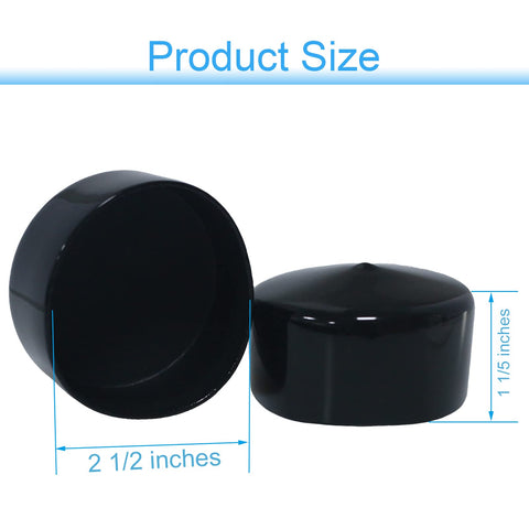 2 And A Half Inch Rubber Cap For Round Holes Flexible Black PVC End Caps Tough As Nails Waterproof Plastic Plugs Pack Of 8