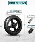 8 Inch Diameter 2 Inch Tread Rubber On Cast Iron Wheel With 650 Lb Capacity Replacement Caster for commercial and industrial carts