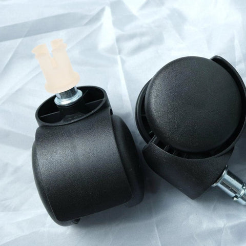 Plastic Caster Socket Sleeves Set Of 20 Universal Wheel Socket Inserts with black rubber casing for chair legs and furniture.
