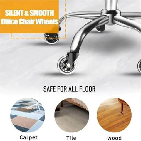 Heavy Duty 3 Inch Rubber Caster Wheels, 5 Pack Universal Furniture & Office Chair Casters with 11mm Stem shown on chair base