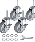 Heavy Duty 3 Inch Swivel Caster Wheels Set Of Four With Five Sixteenth Inch Threaded Stem Eighteen Threads One And A Half Inch Long Rubber Locking Casters With Accessories