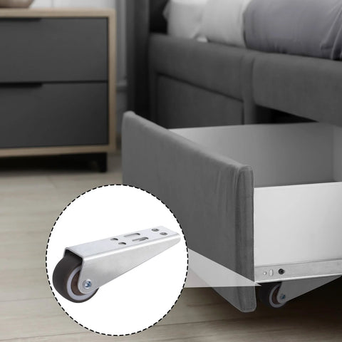 Low Profile Rubber Caster Wheels Set Of 2 0.8 Inch Side Mount Non Slip Furniture Casters underbed drawer silver finish metal