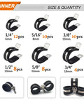 52 Piece Cable Clamps Assortment Kit With 304 Stainless Steel Rubber Cushioned Pipe Clamps In Six Sizes From Quarter Inch To Three Quarter Inch For Copper And PVC Corrosion Resistant And Rust Resistant Durable And Easy To Install
