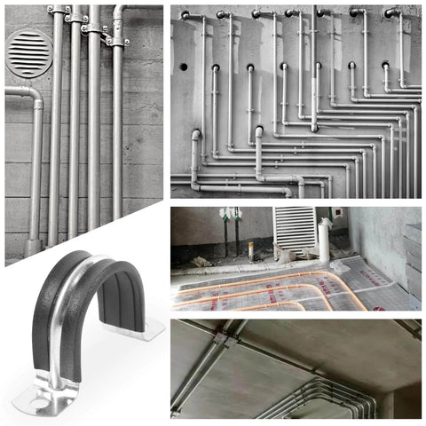 1 Inch Reinforced Rigid Pipe Strap U Bracket Cable Clamp Hanger With Rubber Cushioned Insulated Clamp For Conduits And Pipe Fixing
