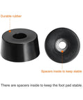 4 Pack Round Rubber Cutting Board Feet Non Slip Bumpers With Stainless Steel Screws showing durable rubber design and stability spacers.
