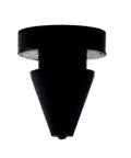 Front view of a 9mm black rubber door damper from a 20 Pack Black Rubber Door Dampers 9mm Anti Collision Buffers For Doors And Gates Quiet Shock Absorbers Anti Pinch Safety Bumpers Heat Resistant Silicone Odor Free Deformation Resistant Easy Install.