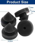 Durable rubber door silencers absorb impact and reduce slams, 1/2-inch size, heat resistant, shown from side view with dimensions.