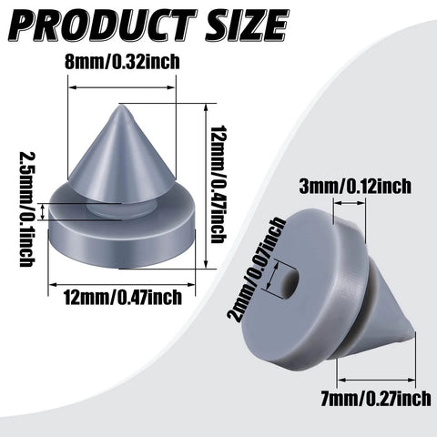 Diagram showing size dimensions of Ridiculously Quiet Rubber Door Silencer For Metal Frames Half Inch Diameter Hinge Stopper Anti Slam Device
