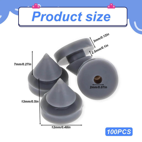 Heavy Duty Rubber Door Silencers For Metal Frames 1/2 Inch Diameter Anti Collision Bumpers Pack Of 100 with size dimensions
