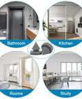 Diagram showing uses of 50 Pcs Rubber Door Silencers For Metal Door Frames Half Inch Diameter Anti Collision Silencers in various rooms