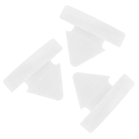 Half Inch Diameter Rubber Door Silencers For Metal Door Frames Durable Noise Reducing Door Dampers Pack Of 30 That Seal Tight Stops Door Slams No Odor Great For Home Office And Workshops, white rubber door silencers set of three on white background