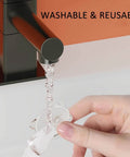 Washing one of Six Pack Clear Rubber Door Stop Guards For Walls With Self Adhesive Backing Quiet Door Knob Protectors under faucet