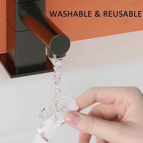 Washing one of Six Pack Clear Rubber Door Stop Guards For Walls With Self Adhesive Backing Quiet Door Knob Protectors under faucet