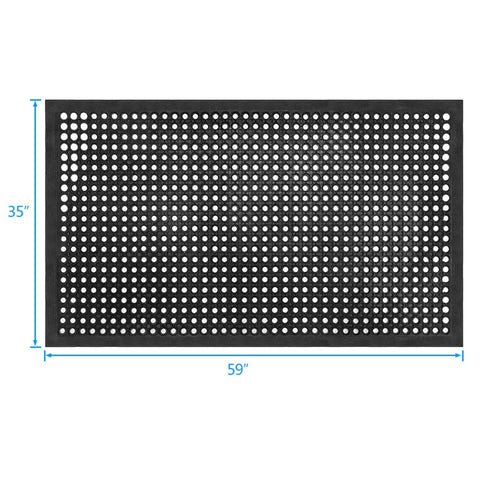 Outdoor Rubber Floor Mat with Drainage Holes Anti Slip Heavy Duty Entrance Mat for wet areas, 60 x 35 cm, top view