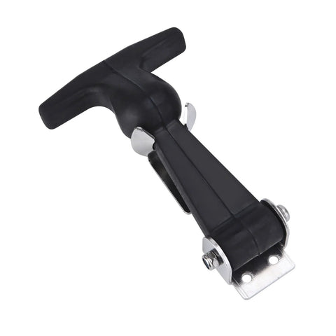 4 Pack Rubber Flexible Draw Latches With T Handle And Brackets Elastomer Latch Body Reduces Vibration, side view of black latch