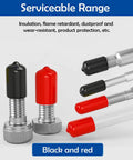 Premium Rubber End Caps Kit 300Pcs Black Vinyl End Caps For Bolts And Screws In 9 Sizes From 2mm To 18mm, black and red colors shown on bolts