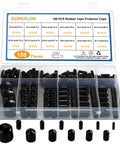 Round Rubber End Caps Set 158 Pieces With 12 Sizes in plastic storage box
