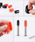 50pcs Round Rubber End Caps 1/8" 3/16" 1/4" 5/16" 3/8" Black Vinyl Cover Screw Thread Protectors Assortment Kit in use and detail