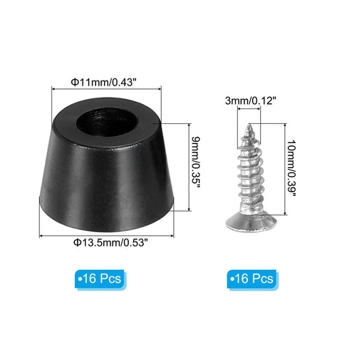 Cutting Board Feet 16 Pack Round Rubber Feet Bumpers Non Slip Pads With Stainless Steel Screws 14 X 11 X 9mm dimensions