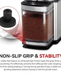 Rubber Feet Bumper Replacement Set For DBM-8P1 Coffee Burr Mill Grinder No Slip Stability And Noise Reduction Easy Snap In Install 4 Pack Black installed on coffee grinder