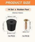 14 Piece Rubber Feet Set Non Slip Bumpers With 5mm Screw On Hardware, round black pad and screw, 20x14x17mm size display.