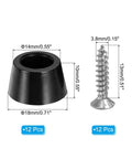 Image of 12 Pack Round Rubber Cutting Board Feet With Stainless Steel Screws Non Slip Bumpers For Furniture with dimensions.