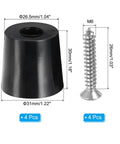 Four Pack Round Rubber Cutting Board Feet With Stainless Steel Screws No Slip Bumpers For Furniture Chairs Desks And Electronics That Keep Your Setup Solid 0.24 Inch Wide By 1.18 Inch High, showing a single rubber foot and screw dimensions.