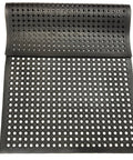 Outdoor Rubber Floor Mat With Drainage Holes Anti Slip Heavy Duty Entrance Mat for wet areas, shown unfolded highlighting drainage holes.