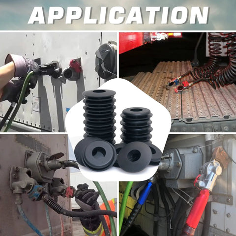 100 Pieces Glad Hand Seals Set For Trucks And Trailers Rubber Black Polyurethane Seal Washers shown in various uses