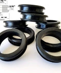 Eight-pack rubber grommets designed for 1-3/4 inch holes shown with detailed measurements diagram