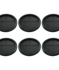 Set of six black rubber grommets for wiring 2-1/8 inch ID, 2-1/2 inch drill hole, for automotive enclosures and metal electrical boxes.