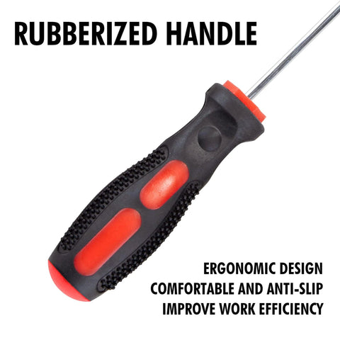 Rubberized handle of Precision 4 Piece Pick and Hook Set for Auto Repair with ergonomic red and black grip.