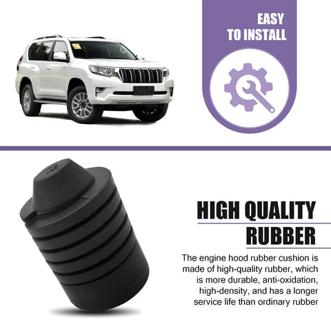 2 Piece Car Hood Stop Bumper Rubber Pad And Damping Buffer For Hood And Bumper Protection With Beefed Up Rubber And Excellent Shock Absorption OEM 90541 15019 Replacement Parts Compatible With GAC Highlander Tundra Runner Black, durable rubber, easy to install.