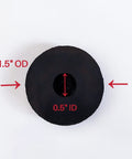 Four Pack Rubber Isolation Feet Pads For Vibration Damping, 1.5 Inch Outer Diameter, 0.5 Inch Inner Diameter shown from top view