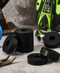 Set of 16 thick rubber isolation pads with 1.5 inch outer diameter, 0.5 inch inner hole, and 0.4 inch thickness delivers strong vibration damping