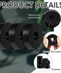 Set of 16 thick rubber isolation pads with 1.5 inch outer diameter, 0.5 inch inner hole, and 0.4 inch thickness delivers strong vibration damping
