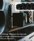 Set of 16 thick rubber isolation pads with 1.5 inch outer diameter, used on audio equipment for vibration damping