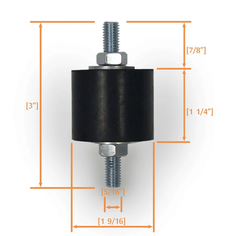 Heavy Duty Anti Vibration Rubber Isolator Mounts With M8 Studs, 4 Pack, Built To Last For Machinery And Equipment, front view