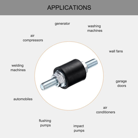 M5 Rubber Isolator Mounts With Studs 15x15mm Vibration Dampers for applications like air conditioners and compressors