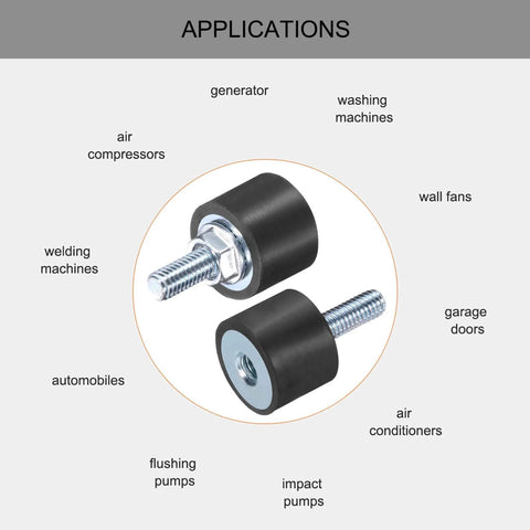M6 Rubber Isolator Mounts with Studs 20x15mm Male Female Threads Vibration Absorbers Zinc Plated Cylindrical Mounts 4 Pack applications