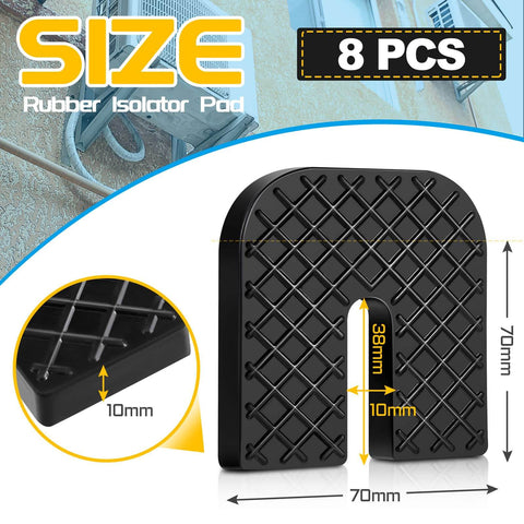 8 Pack Rubber Isolator Pads For Air Conditioning Condenser Outdoor Units And Machinery Anti Vibration Damping Pads