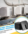 8 Pack Rubber Isolator Pads For Air Conditioning Condenser Outdoor Units And Machinery Anti Vibration Damping Pads next to AC units.