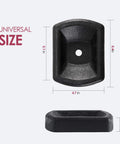 Heavy Duty Jack Wheel Chock With Reinforced Rubber Caster Dock for caravans, shown front and side, 6.6in x 5in x 1.38in size.