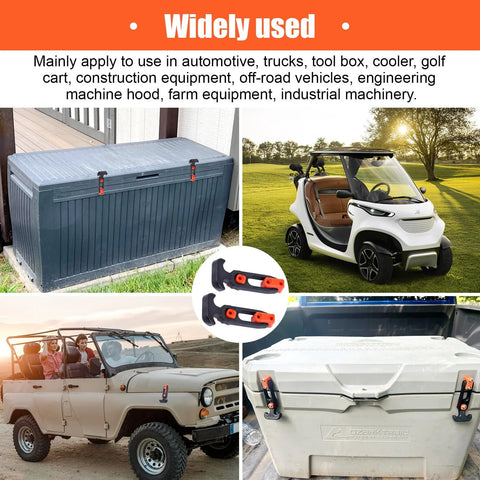Rubber Flexible Latch With Brackets For Tool Box Cooler Golf Cart And Machinery installed on various equipment showing versatility