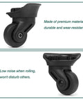 2 Pack Rubber Luggage Wheels Replacement Set with 360 Degree Swivel Caster For Suitcase Repair Durable, Wear Resistant Plastic Wheel Upgrade Non Universal Size Check Dimensions Before Install, close-up view