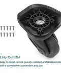 2 Pack Rubber Luggage Wheels Replacement Set with 360 Degree Swivel Caster For Suitcase Repair Durable, Wear Resistant Plastic Wheel Upgrade
